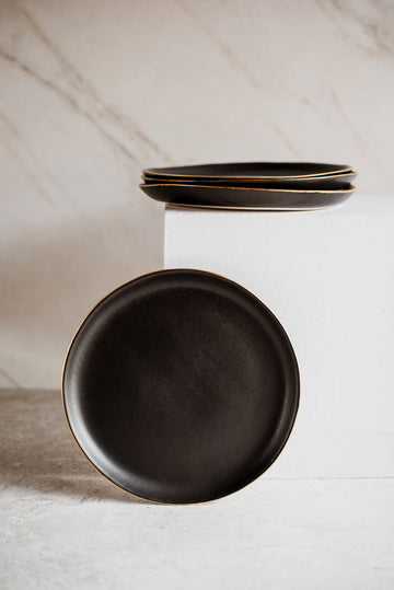 Bailey Side Plate Black with Gold Rim