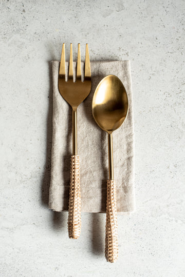 Rattan Salad Server 2 Piece