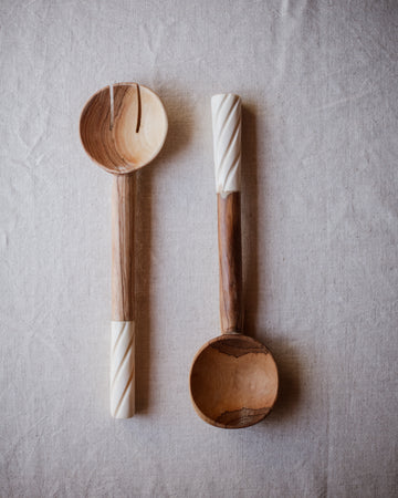 Bone/Wood Salad Servers 12inch