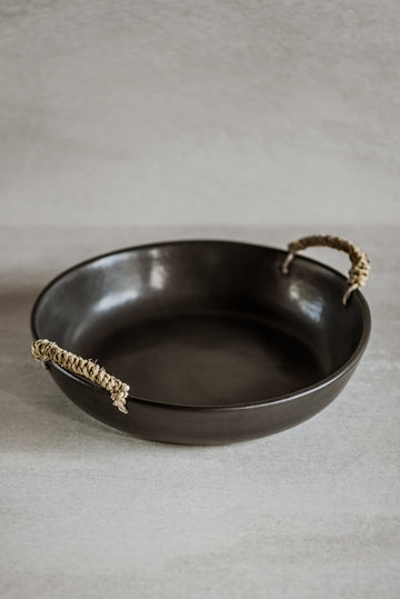 Acacia Weave Handle Platter - Matt Coal Collection