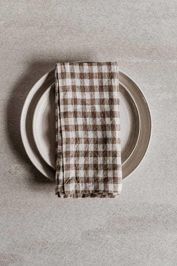 Gingham Toffee Table Napkin