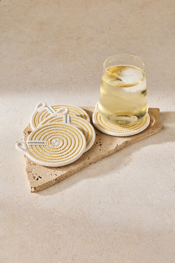 Ivory & Yellow Coasters 4 Pack