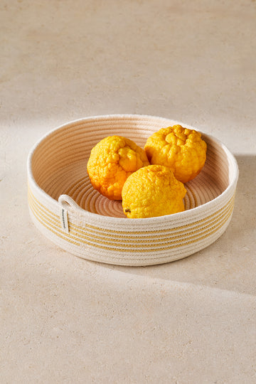 Table Basket Ivory & Yellow