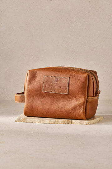 Chicago Tan Full Leather Toiletry Bag