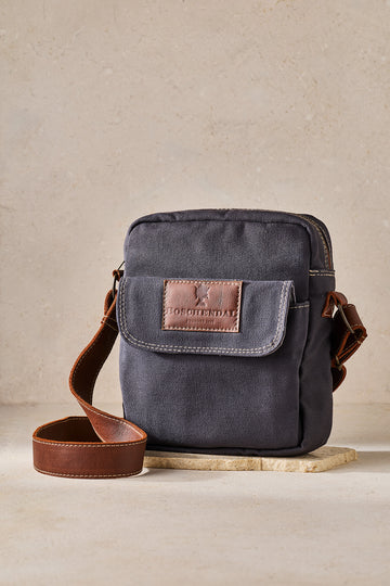 Charcoal Canvas & Leather Sling Carrier Bag