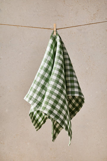 Green Check Mitre Edge Napkin 4pack