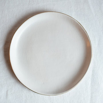 Bailey Dinner Plate Milk/Gold Rim