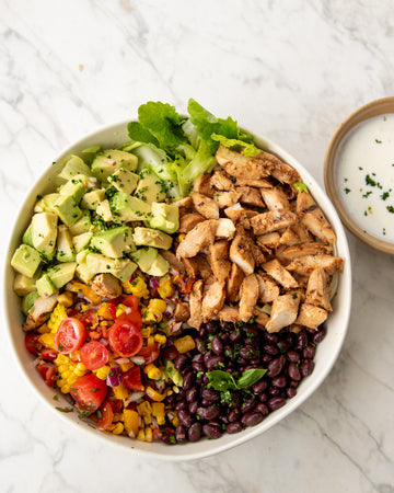 Sesame Chicken, Corn Salsa & Black Bean Salad 430g