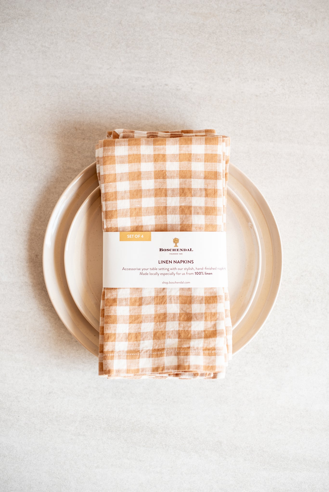 Gingham Toffee Mitre Edge Table Napkin 4pack