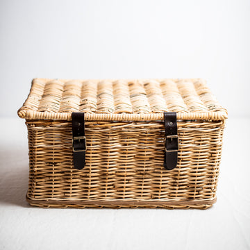 Picnic Basket with Leather Straps Medium