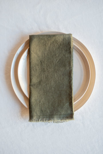 Frayed Edge Napkin 50 x 50cm Olive