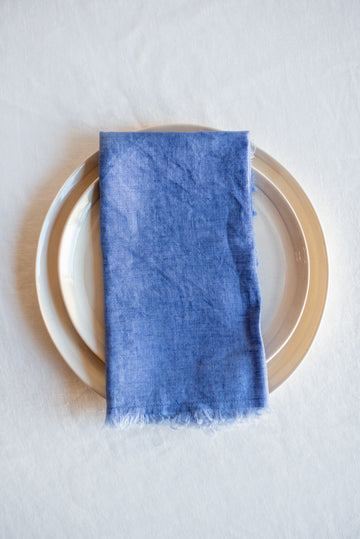 Frayed Edge Napkin 50 x 50cm Bright Blue