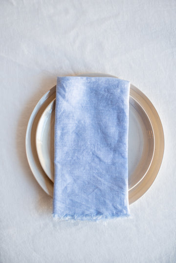 Pale Blue Frayed-Edge Table Napkin