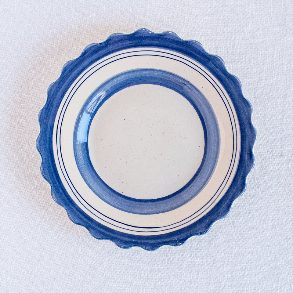 Side Plate Large Banded Studio Lines - Blue - 22.5cm