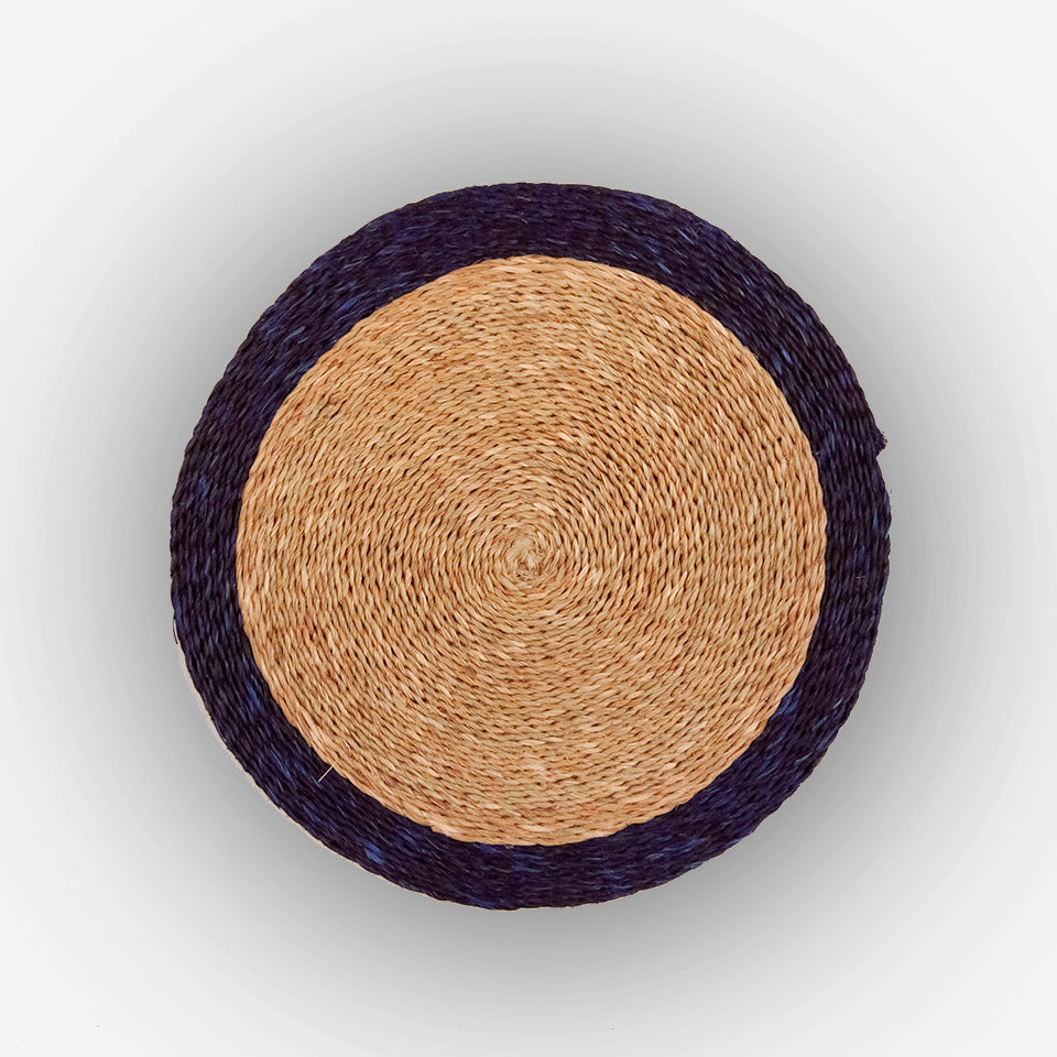 Round Natural And Blue Placemat