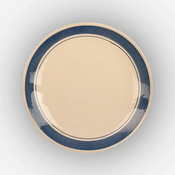 Side Plate Scallop - Double Banded Studio Lines (Thick Rim) - Blue - 21cm
