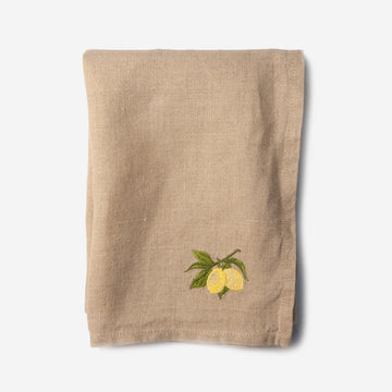 Lemon Embroidered Tea Towel